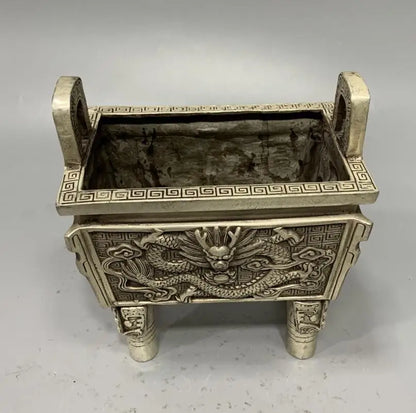 China White copper archaize dragon tripod crafts statue