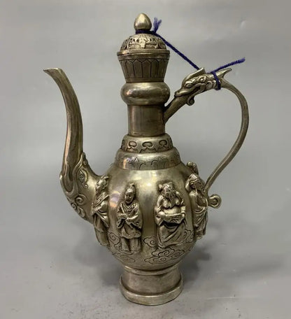 China White copper archaize eight immortals wine pot crafts statue