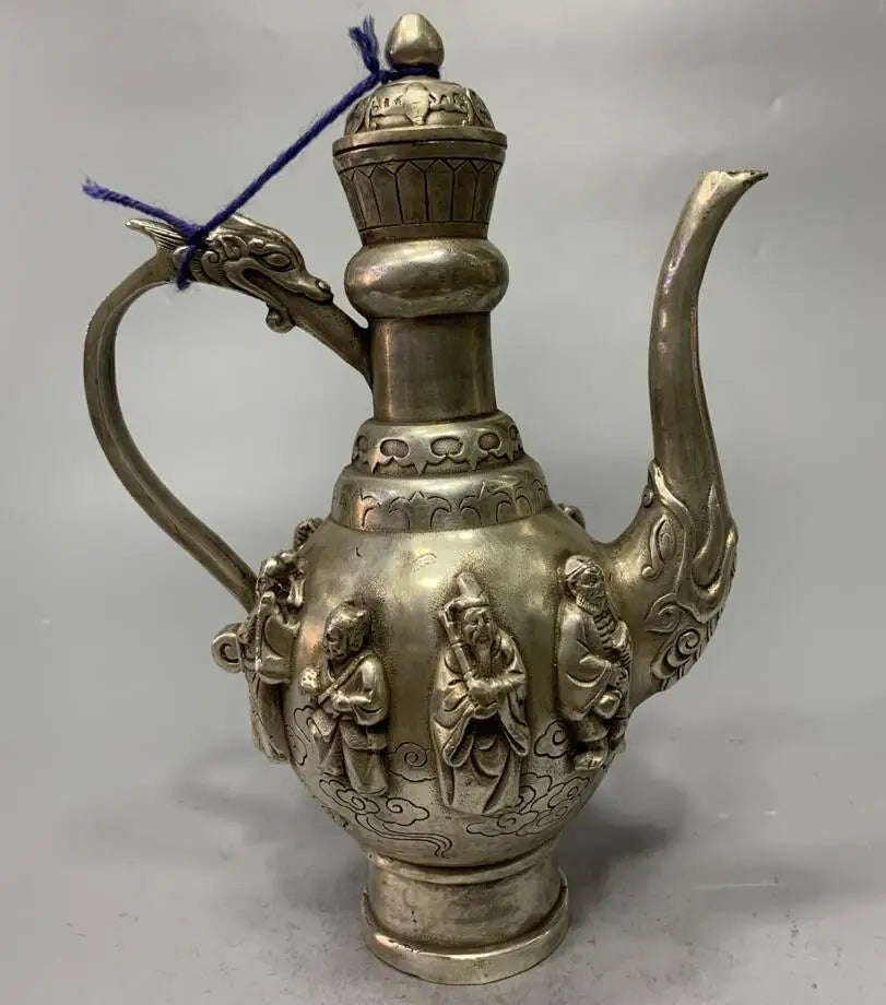 China White copper archaize eight immortals wine pot crafts statue