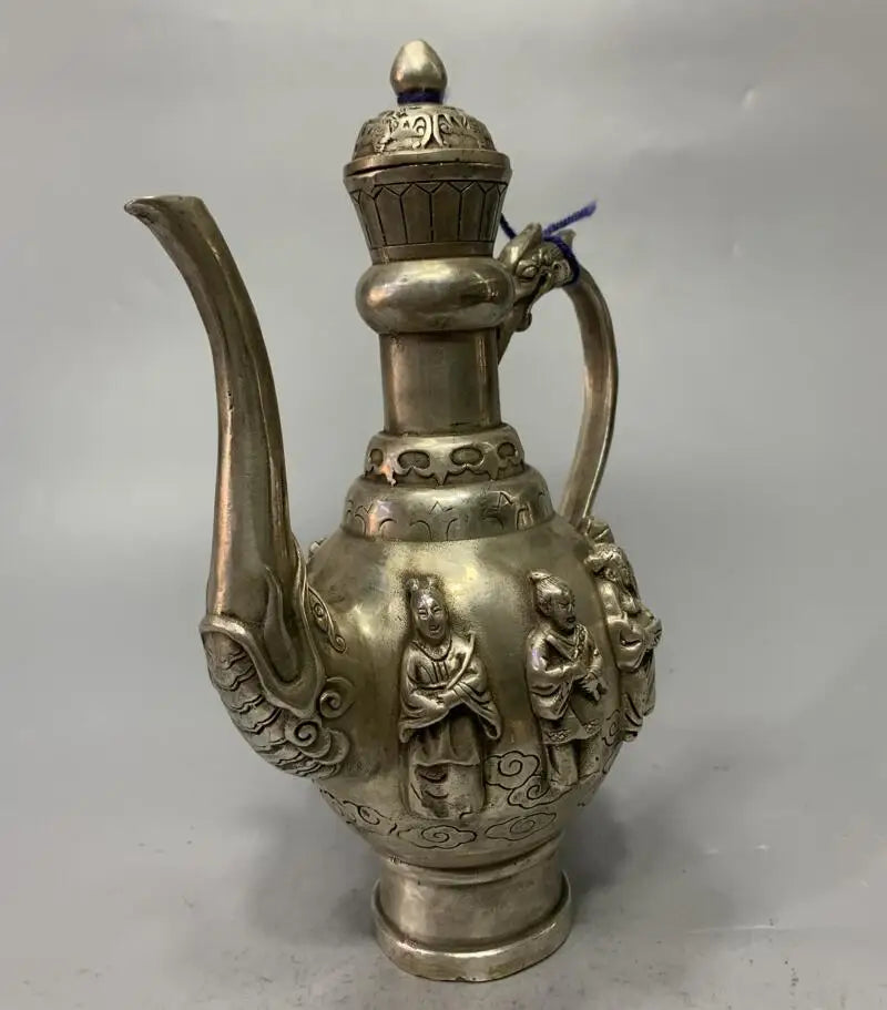China White copper archaize eight immortals wine pot crafts statue