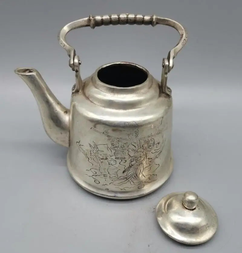 China White copper archaize fairy teapot crafts statue