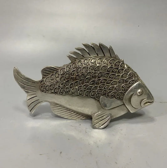 China White copper archaize fish Wealth crafts statue