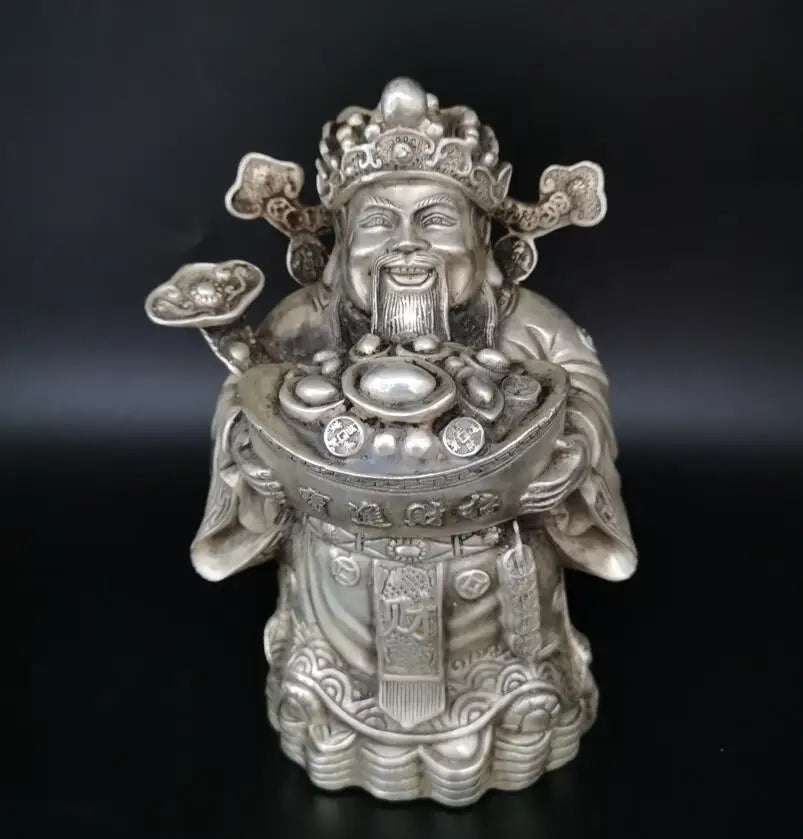 China White copper archaize god of wealth crafts statue