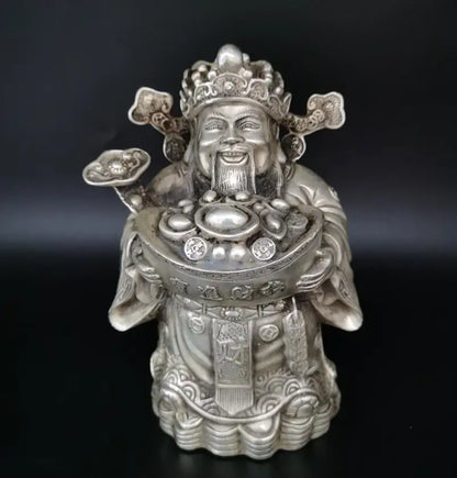 China White copper archaize god of wealth crafts statue