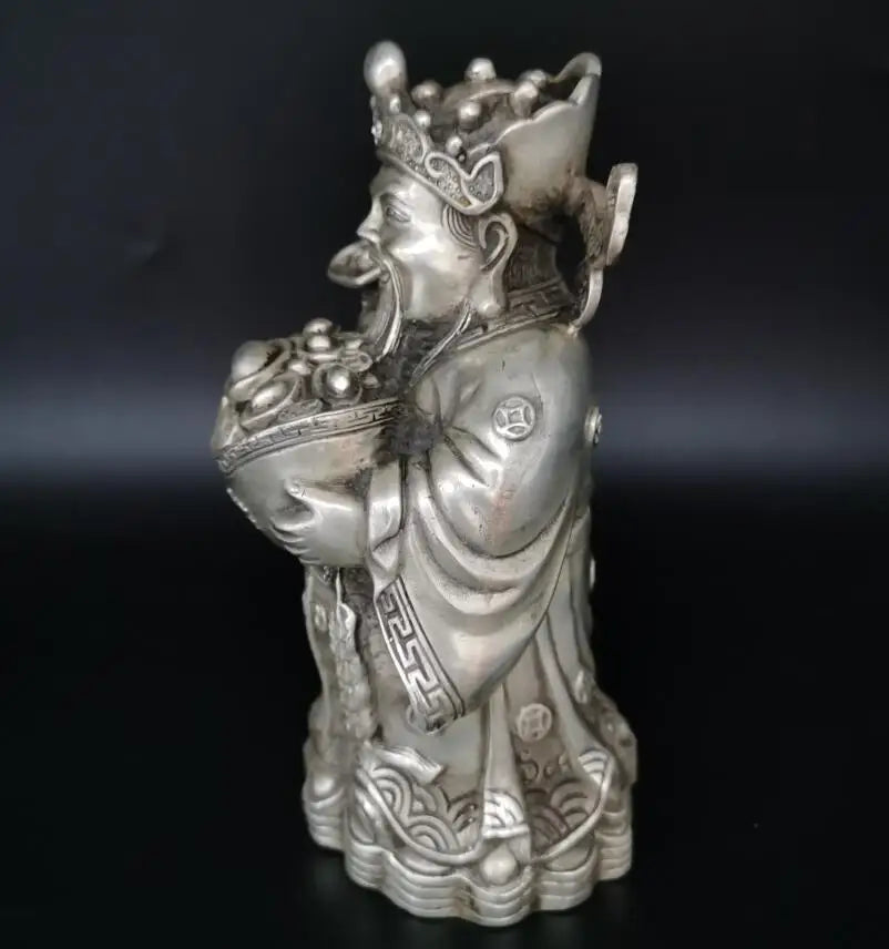 China White copper archaize god of wealth crafts statue