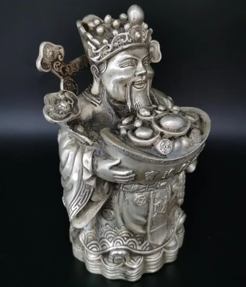 China White copper archaize god of wealth crafts statue