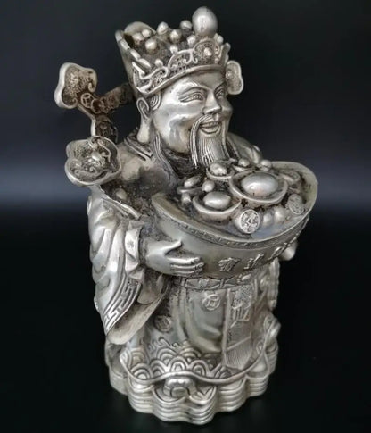 China White copper archaize god of wealth crafts statue