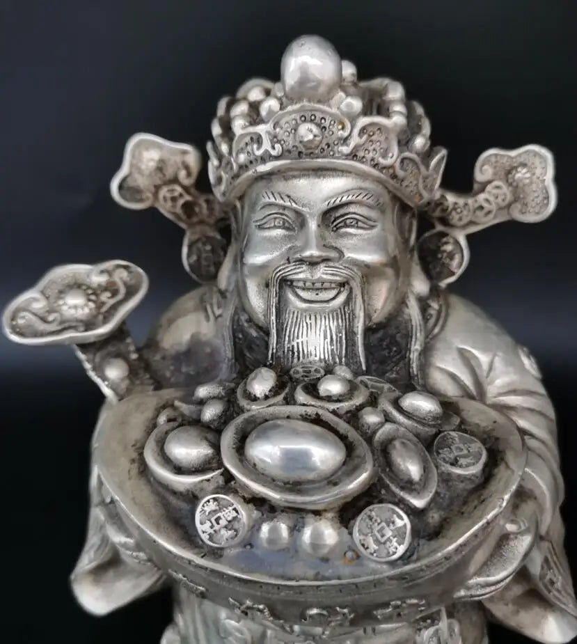 China White copper archaize god of wealth crafts statue