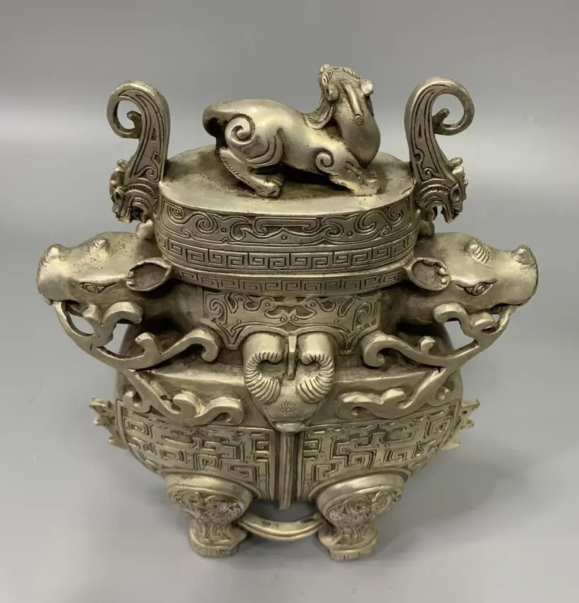 China White copper archaize mythical wild animal bottle crafts statue