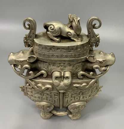 China White copper archaize mythical wild animal bottle crafts statue