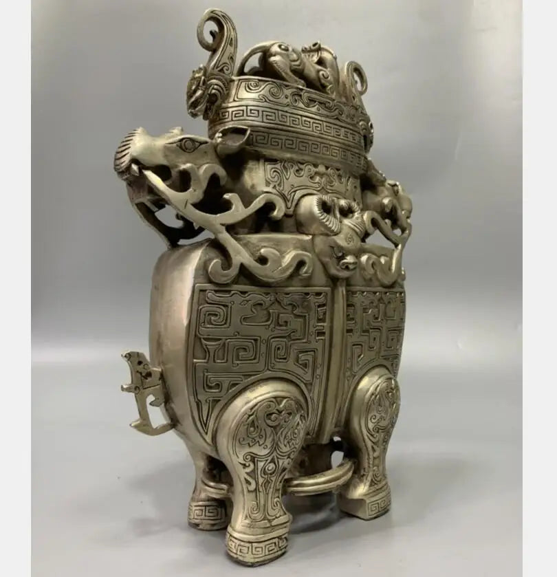 China White copper archaize mythical wild animal bottle crafts statue