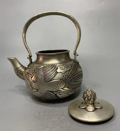 China White copper archaize phoenix teapot crafts statue