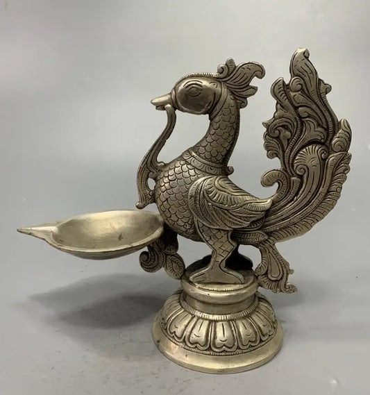 China White copper archaize phoenix wax candlestick crafts statue