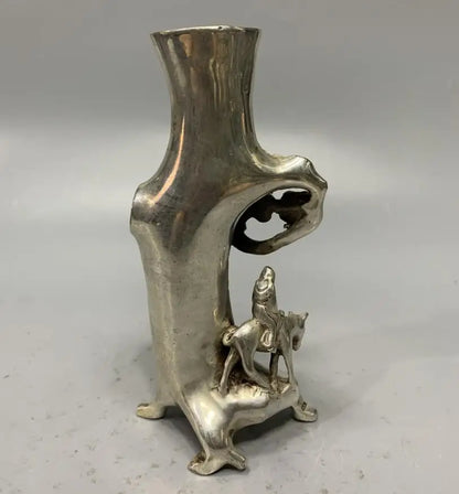 China White copper archaize plum blossom tree stumps Pen holder crafts statue
