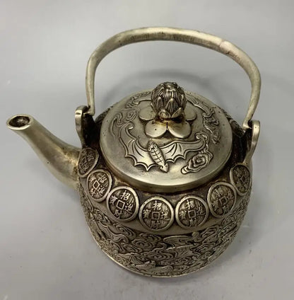 China White copper archaize recruit wealth bat teapot crafts statue
