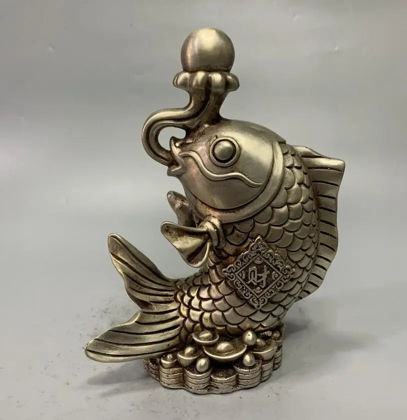 China White copper archaize recruit wealth fish crafts statue