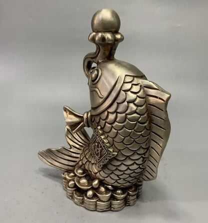 China White copper archaize recruit wealth fish crafts statue
