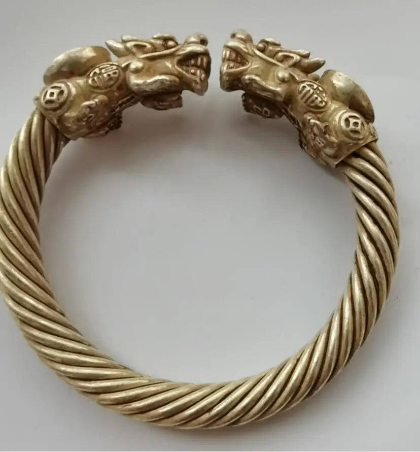 China White copper archaize recruit wealth mythical wild animal Bracelet A pair