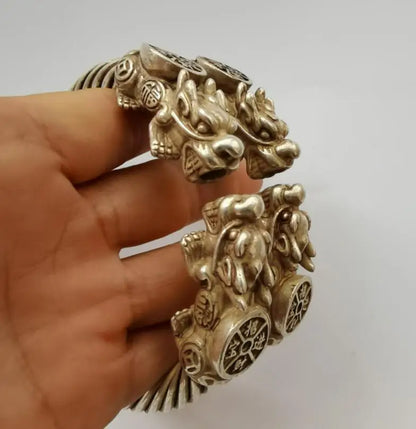 China White copper archaize recruit wealth mythical wild animal Bracelet A pair