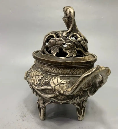 China White copper archaize squirrel Incense burner crafts statue
