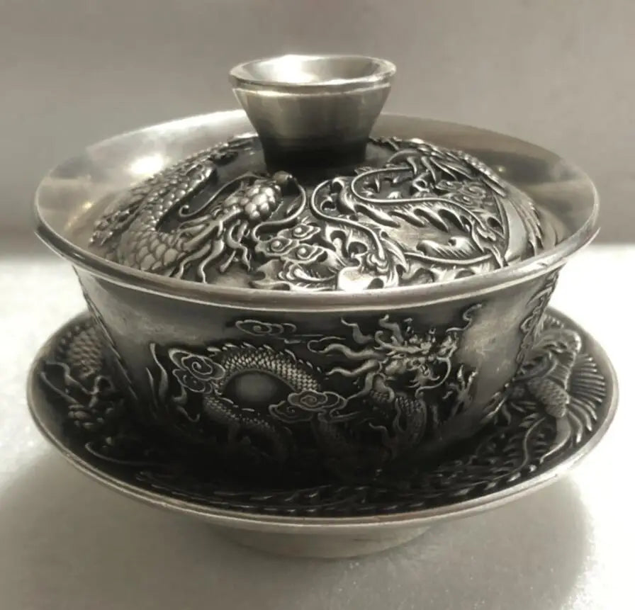 China White copper archaize teabowl crafts statue