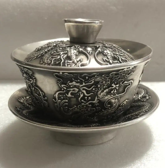 China White copper archaize teabowl crafts statue