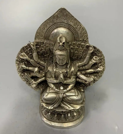 China White copper archaize thousand hand Guanyin crafts statue