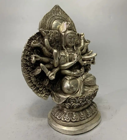 China White copper archaize thousand hand Guanyin crafts statue