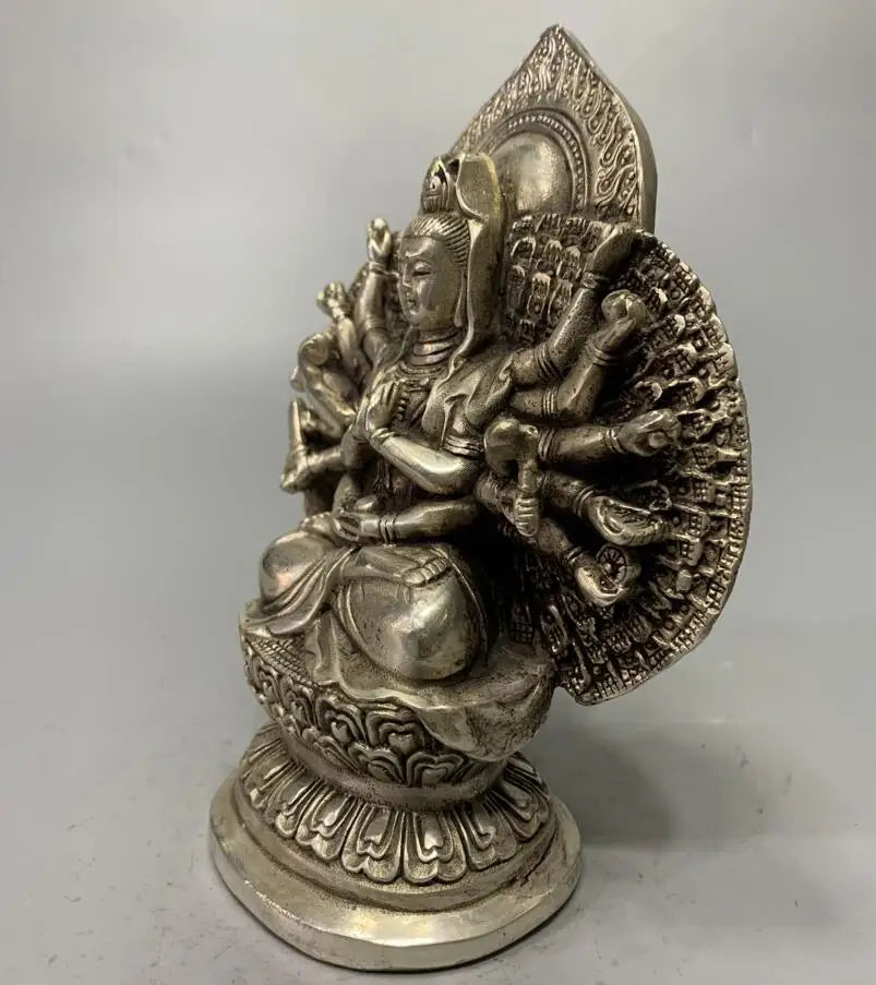 China White copper archaize thousand hand Guanyin crafts statue