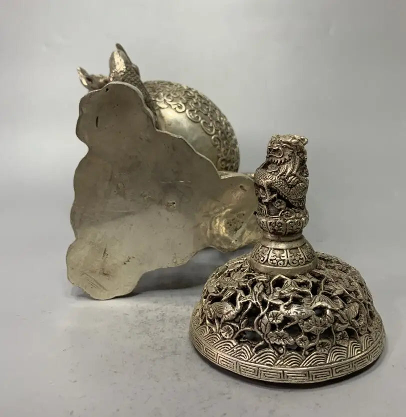 China White copper archaize three foot crane Incense burner crafts statue