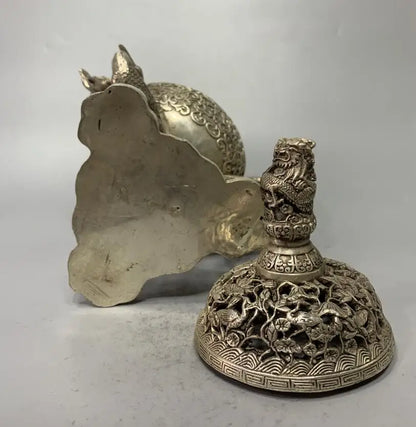 China White copper archaize three foot crane Incense burner crafts statue