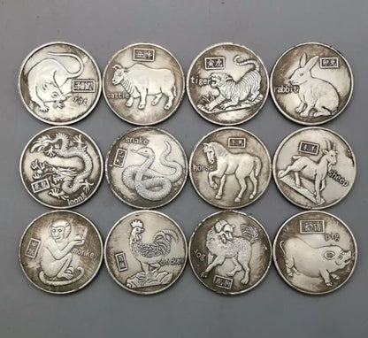 China White copper archaize twelve zodiac coin crafts A set