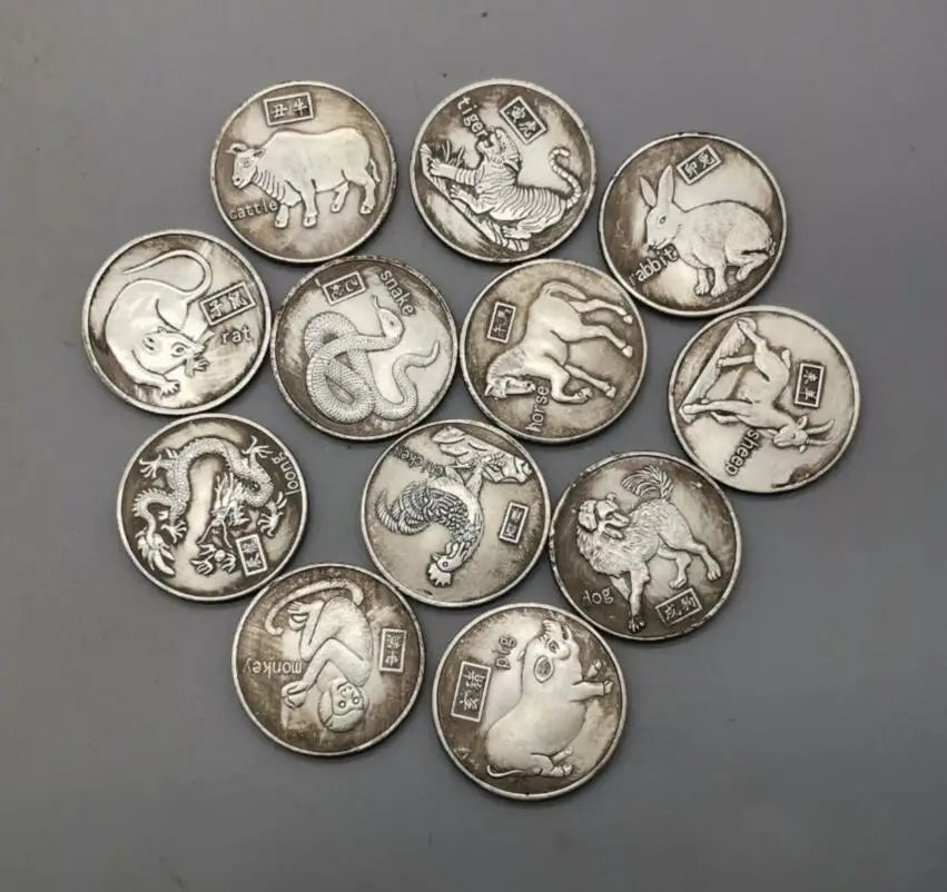 China White copper archaize twelve zodiac coin crafts A set