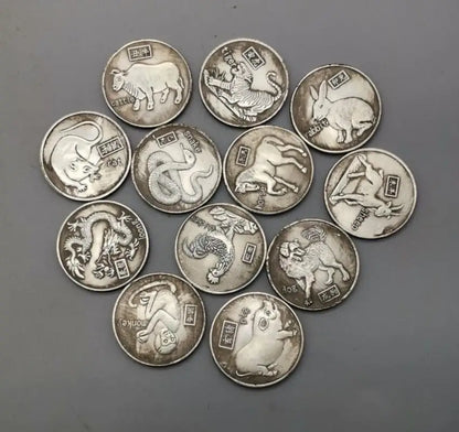 China White copper archaize twelve zodiac coin crafts A set