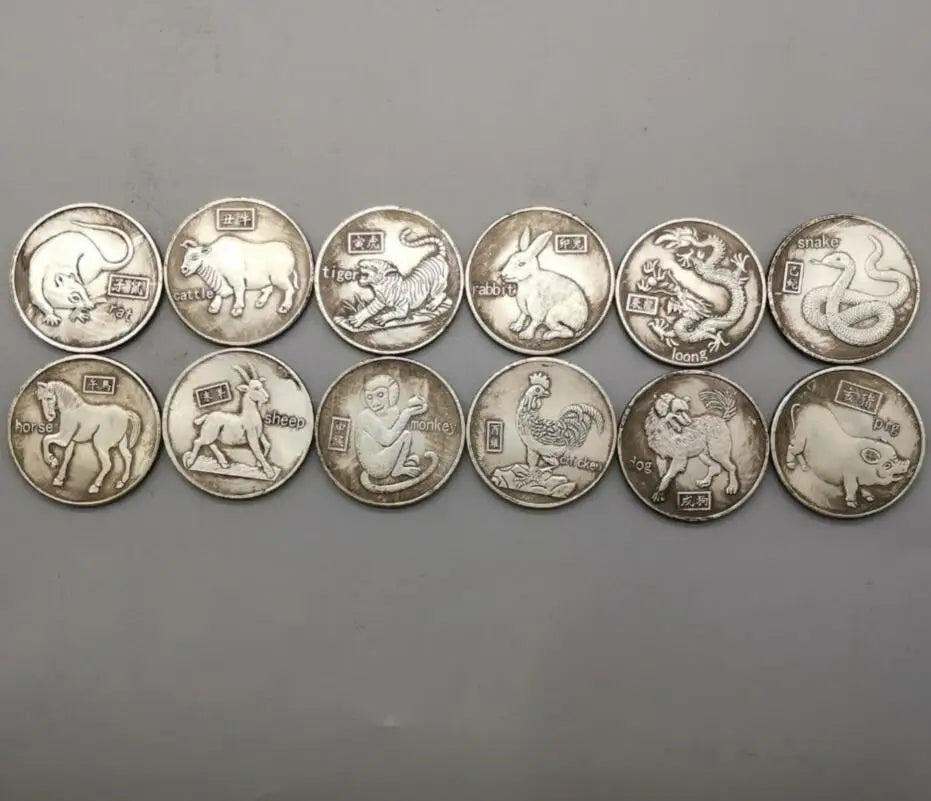 China White copper archaize twelve zodiac coin crafts A set