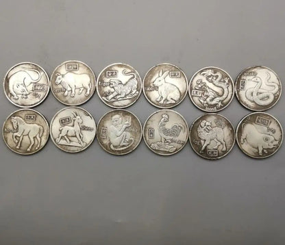 China White copper archaize twelve zodiac coin crafts A set