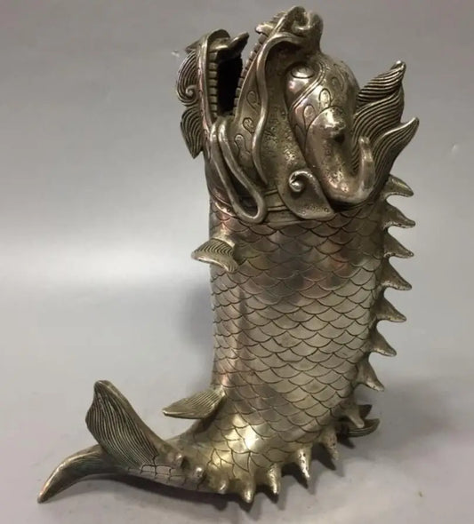 China White copper arowana incense burner crafts statue