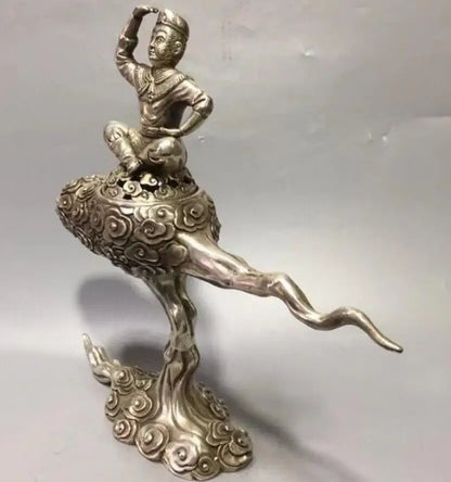 China White copper auspicious cloud Goku Incense burner crafts statue