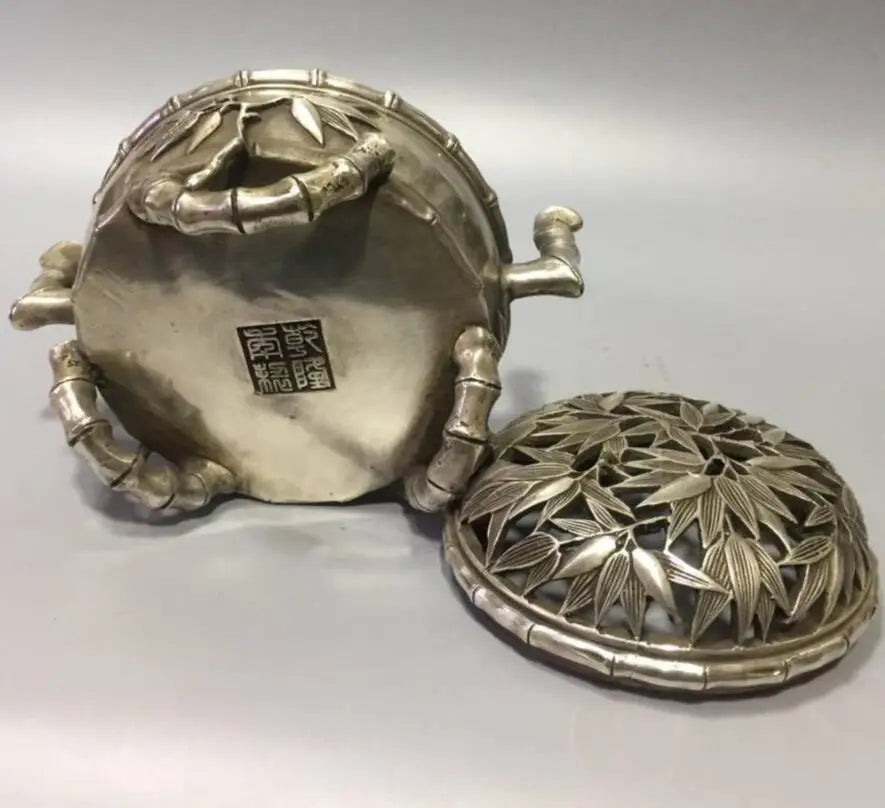 China White copper bamboo incense burner crafts statue