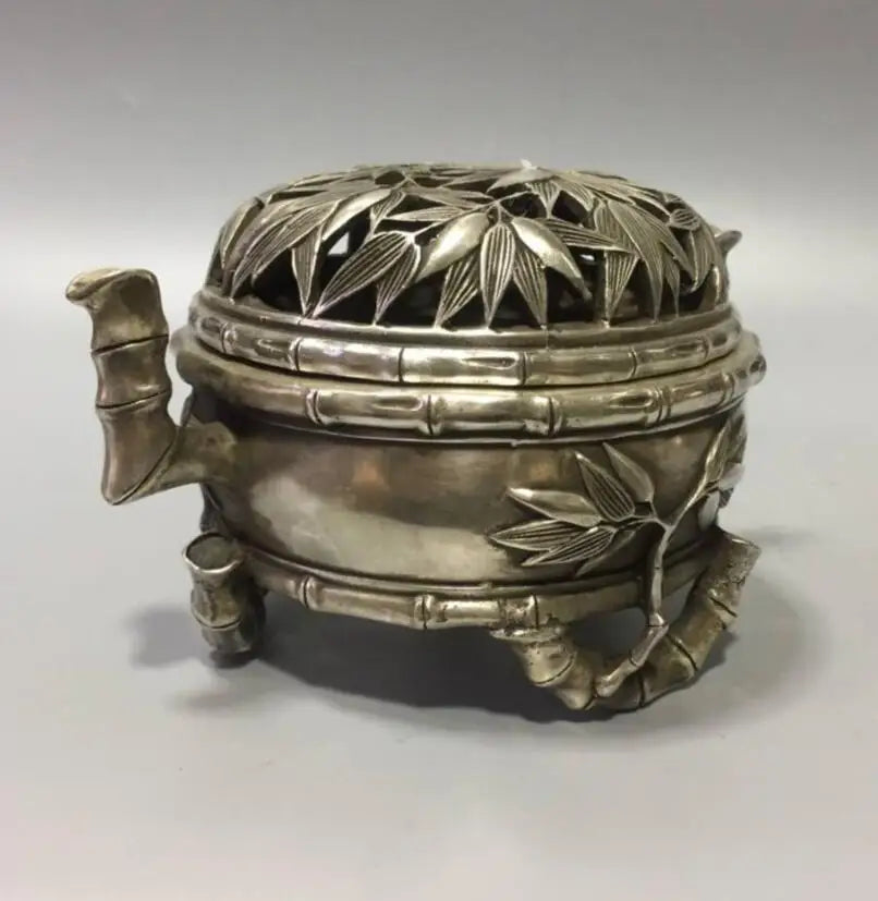 China White copper bamboo incense burner crafts statue