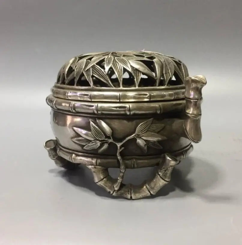 China White copper bamboo incense burner crafts statue