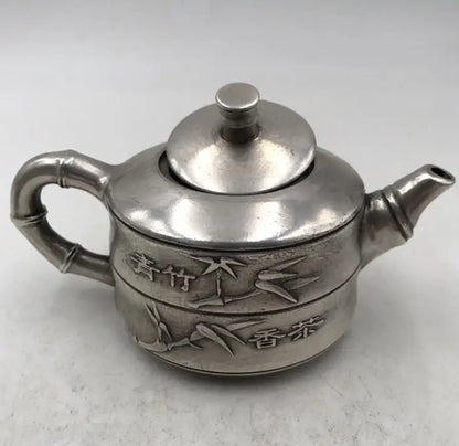 China White copper bamboo teapot crafts statue