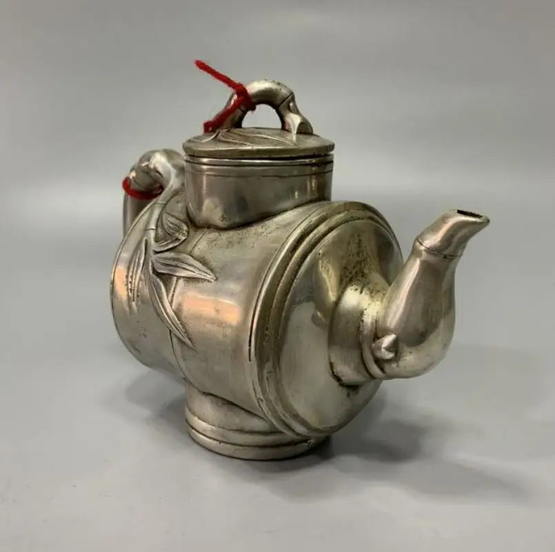 China White copper bamboo teapot crafts statue