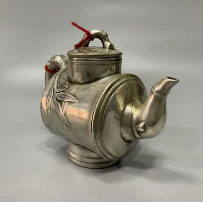 China White copper bamboo teapot crafts statue