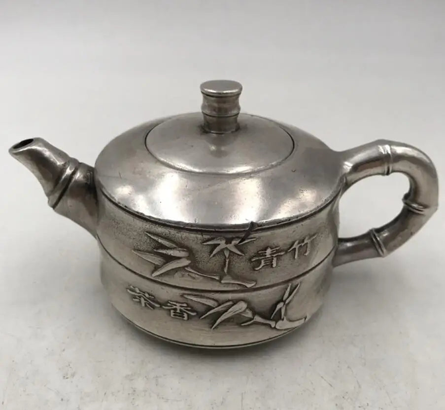 China White copper bamboo teapot crafts statue