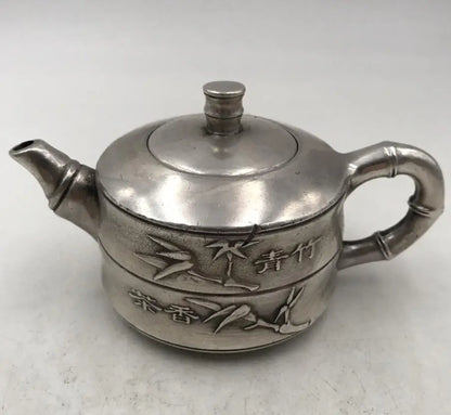 China White copper bamboo teapot crafts statue