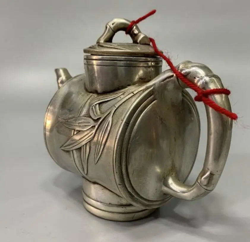 China White copper bamboo teapot crafts statue