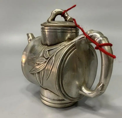 China White copper bamboo teapot crafts statue