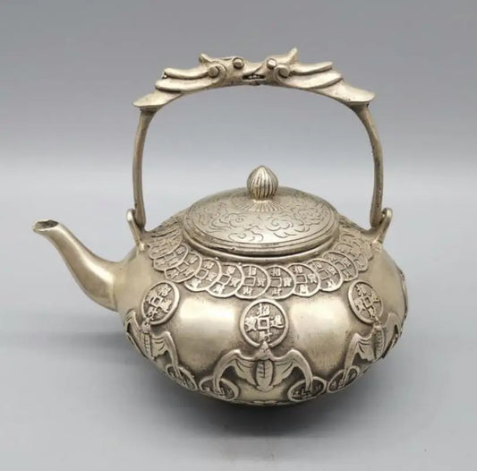 China White copper bat coin teapot crafts statue