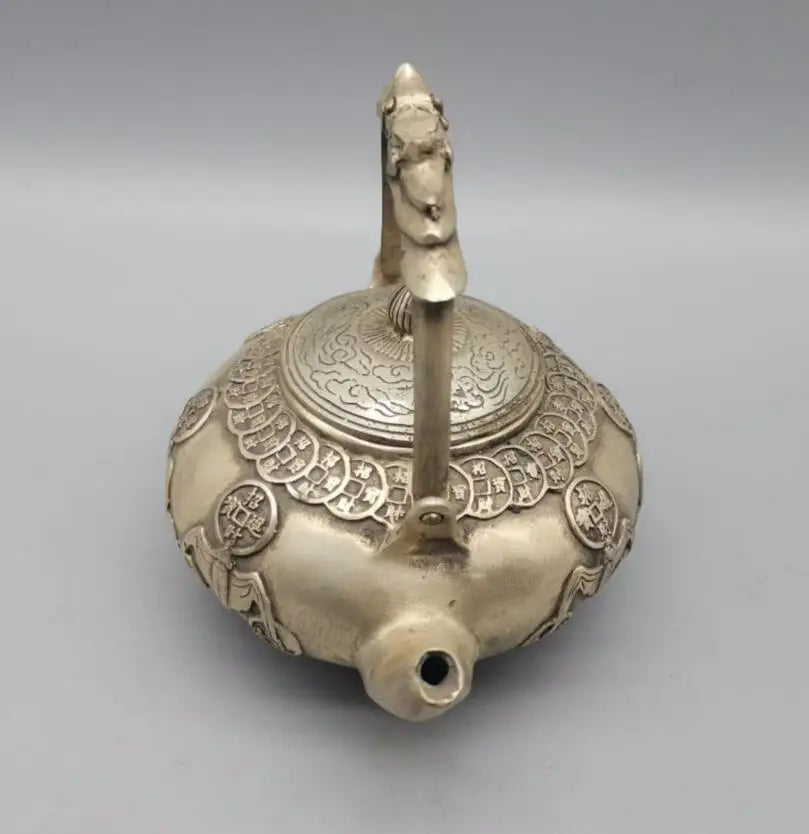 China White copper bat coin teapot crafts statue